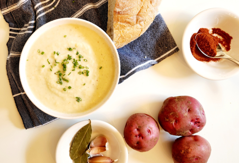 Red Potato Leek Soup with Spicy Twist